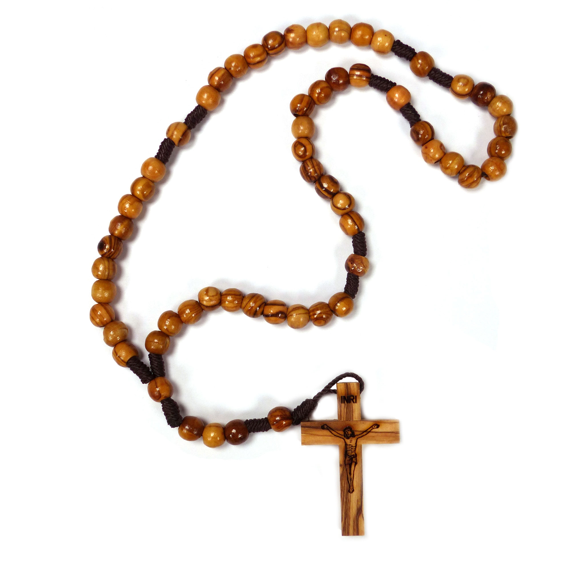 OLIVE WOOD LARGE BEAD ROSARY BROWN CORD EWTN Religious Catalogue